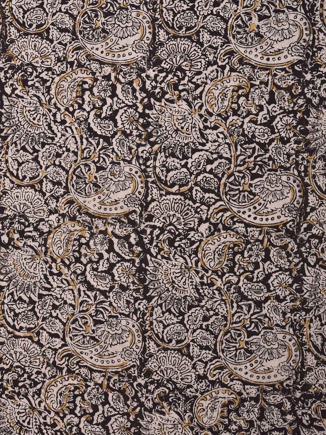 Black and Cream Kalamkari Block Print Cotton Blouse with Pasley Design 1.2mt Length 35 Inches Width BL0072