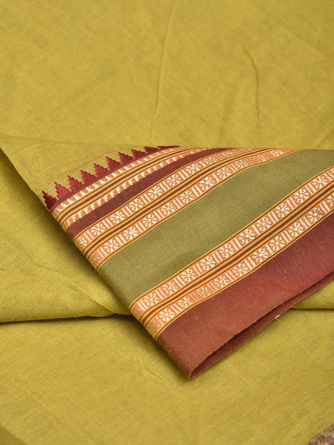 Light Green and Rust Bamboo Cotton Blouse with Plain Design Length 80cm Width 44 Inches BL0080