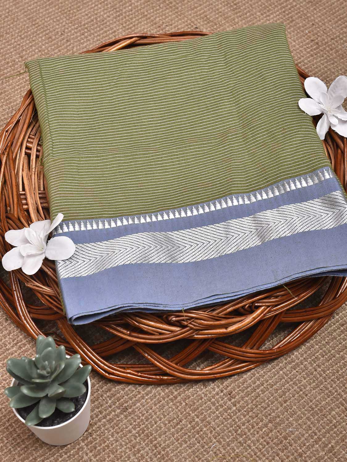 Olive and Mauve Bamboo Cotton Blouse with Strips Design Length 80cm Width 44 Inches BL0081