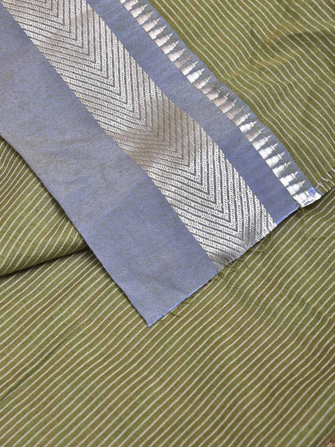 Olive and Mauve Bamboo Cotton Blouse with Strips Design Length 80cm Width 44 Inches BL0081