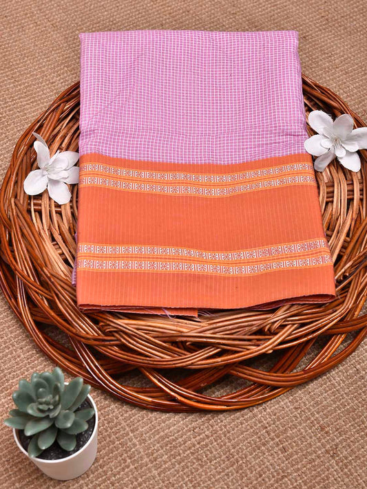 Pink and Peach Bamboo Cotton Blouse with Small Checks Design Length 80cm Width 44 Inches BL0084