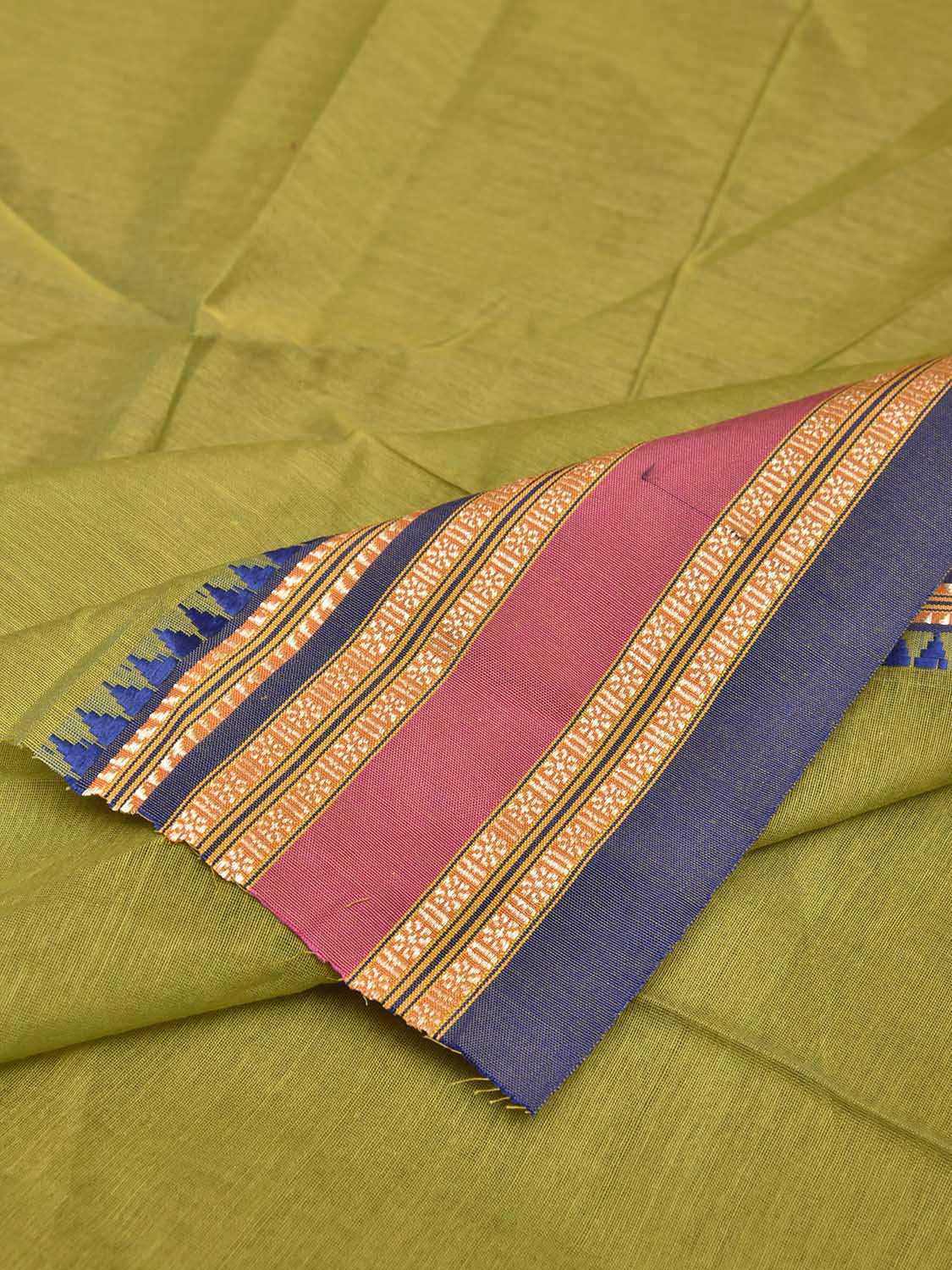 Light Green and Blue Bamboo Cotton Blouse with Checks Design Length 80cm Width 44 Inches BL0085