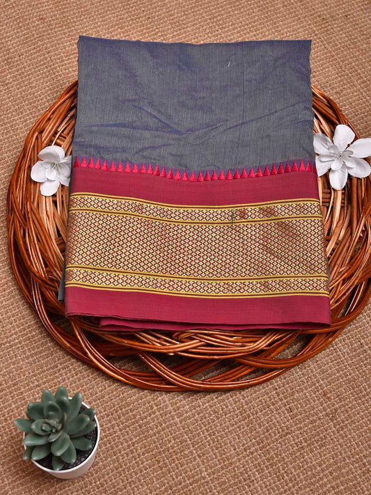 Dark Grey and Pink Bamboo Cotton Blouse with Plain Design Length 80cm Width 44 Inches BL0092
