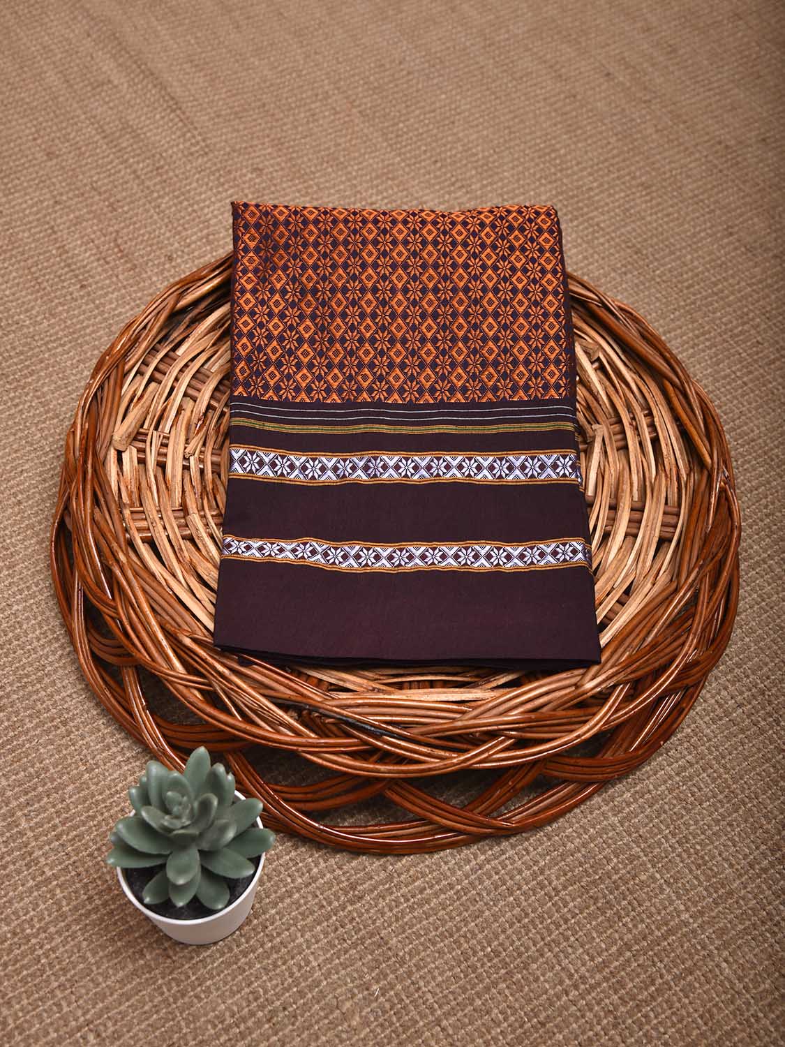 Orange and Maroon Jacquard Viscose Blouse All Over Design Length 1mt Width 31 Inches BL0095