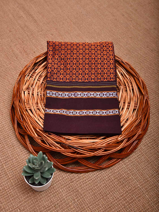 Orange and Maroon Jacquard Viscose Blouse All Over Design Length 1mt Width 31 Inches BL0095