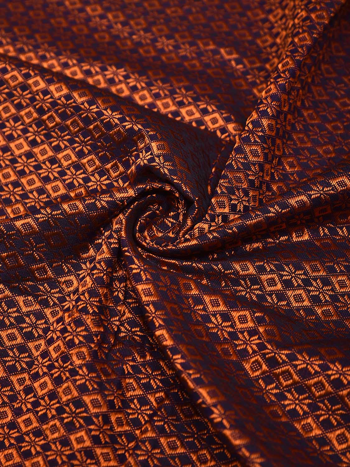 Orange and Maroon Jacquard Viscose Blouse All Over Design Length 1mt Width 31 Inches BL0095
