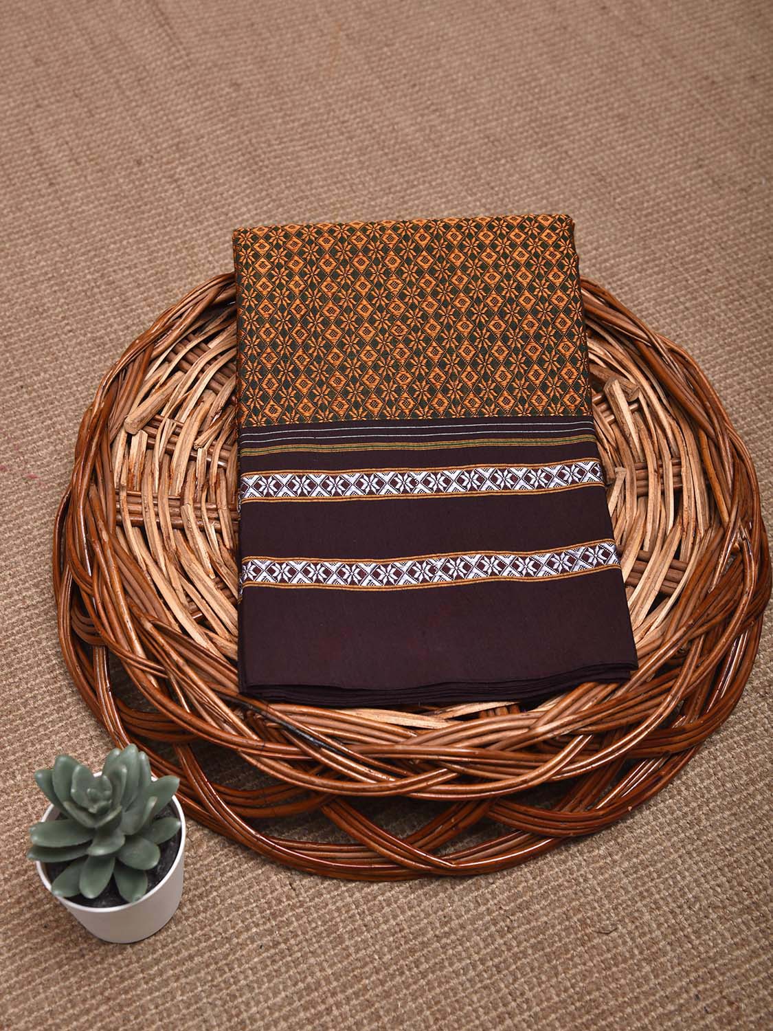 Orange and Maroon Jacquard Viscose Blouse All Over Design Length 1mt Width 31 Inches BL0099