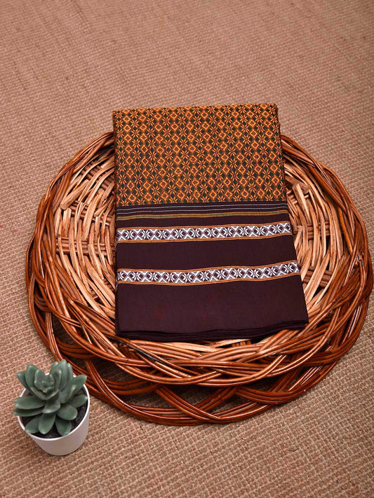 Orange and Maroon Jacquard Viscose Blouse All Over Design Length 1mt Width 31 Inches BL0099