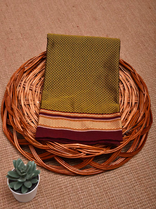 Yellow and Maroon Jacquard Viscose Blouse with Border Design Length 1mt Width 31 Inches BL0106