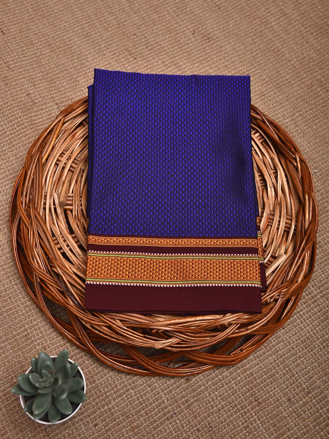 Dark Blue and Maroon Jacquard Viscose Blouse with Border Design Length 1mt Width 31 Inches BL0107