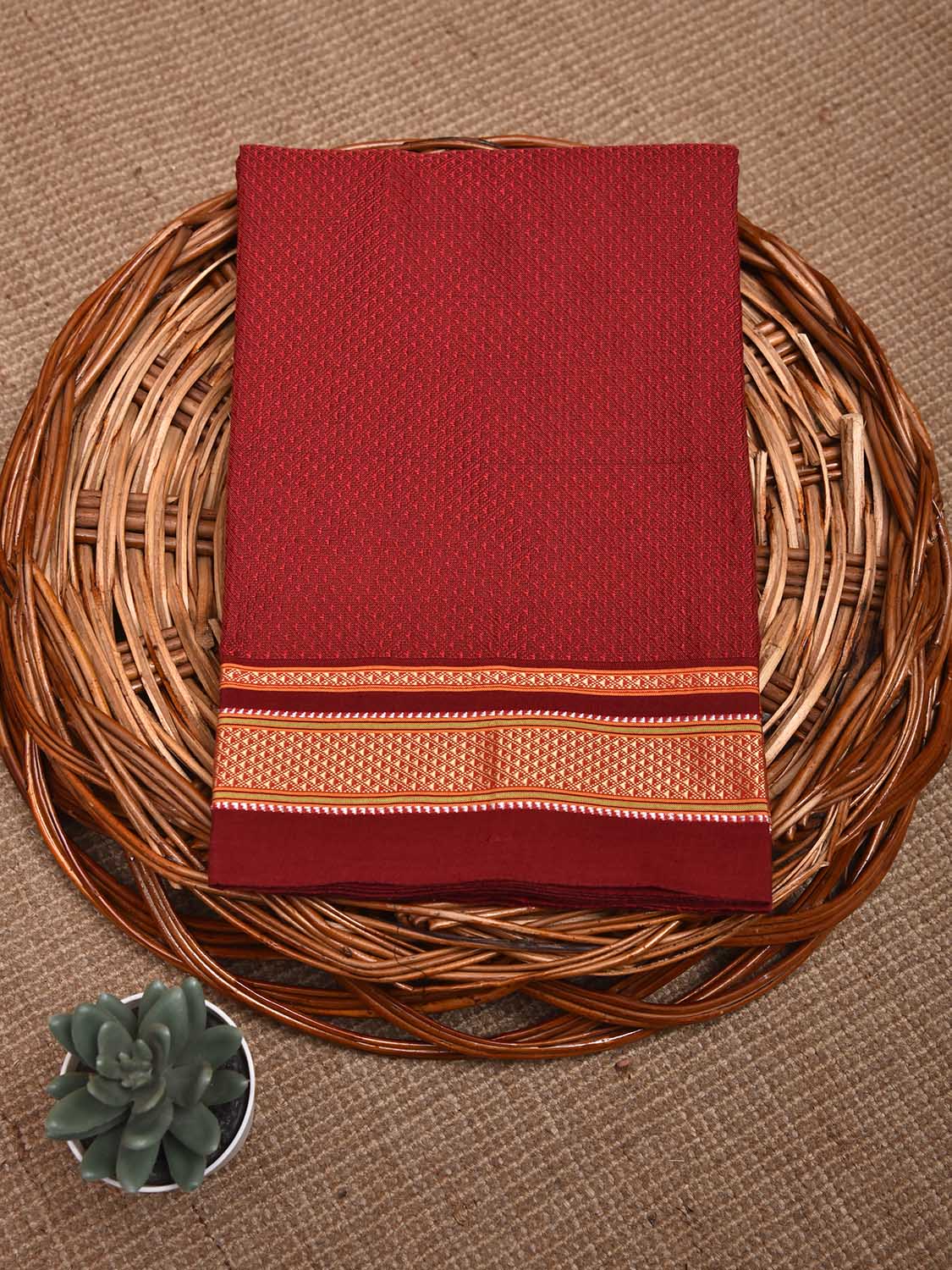 Red and Maroon Jacquard Viscose Blouse with Border Design Length 1mt Width 31 Inches BL0108