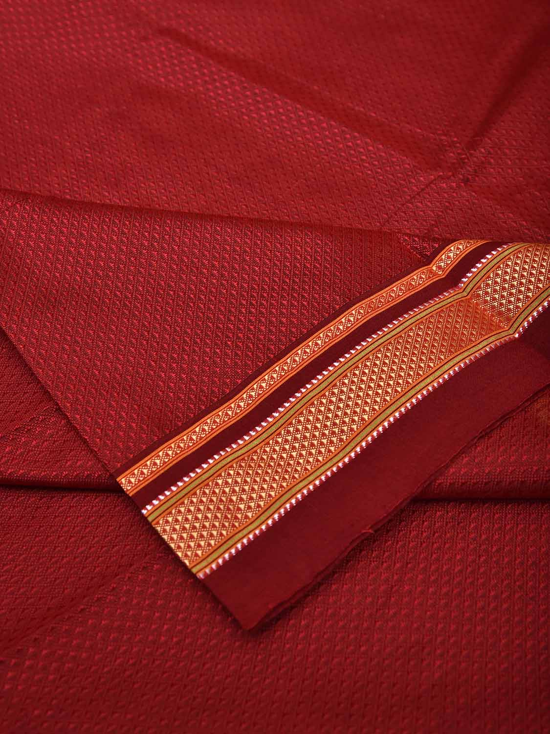 Red and Maroon Jacquard Viscose Blouse with Border Design Length 1mt Width 31 Inches BL0108