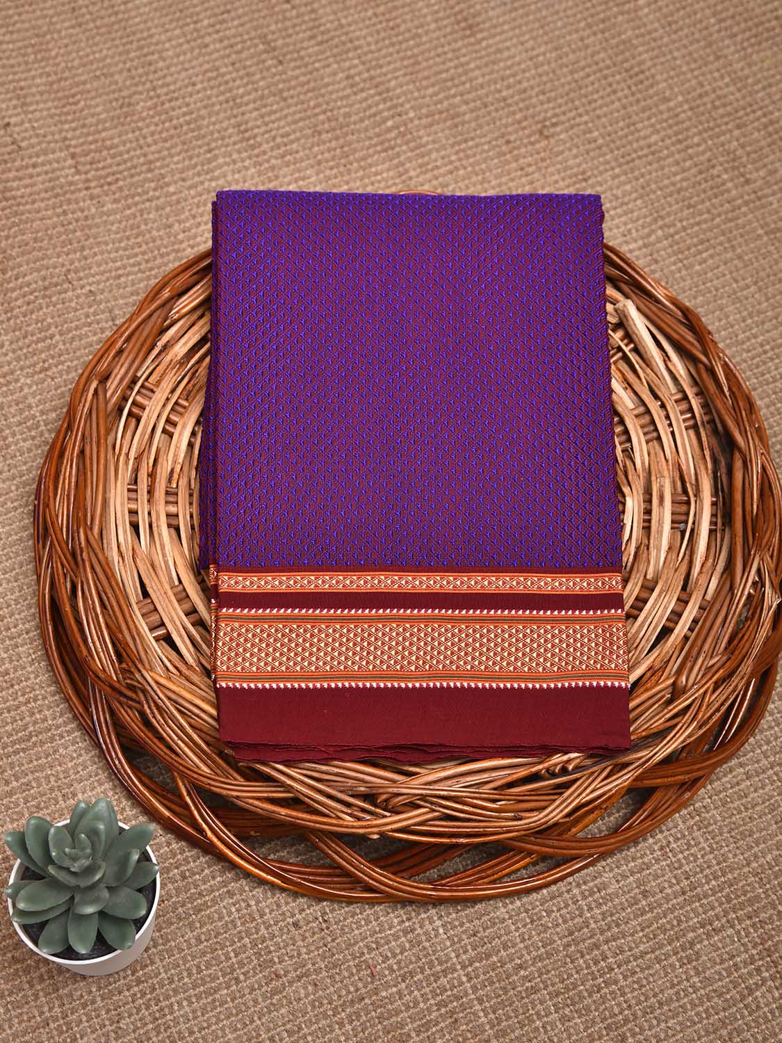 Purple and Maroon Jacquard Viscose Blouse with Border Design Length 1mt Width 31 Inches BL0109