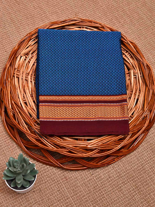 Blue and Maroon Jacquard Viscose Blouse with Border Design Length 1mt Width 31 Inches BL0113