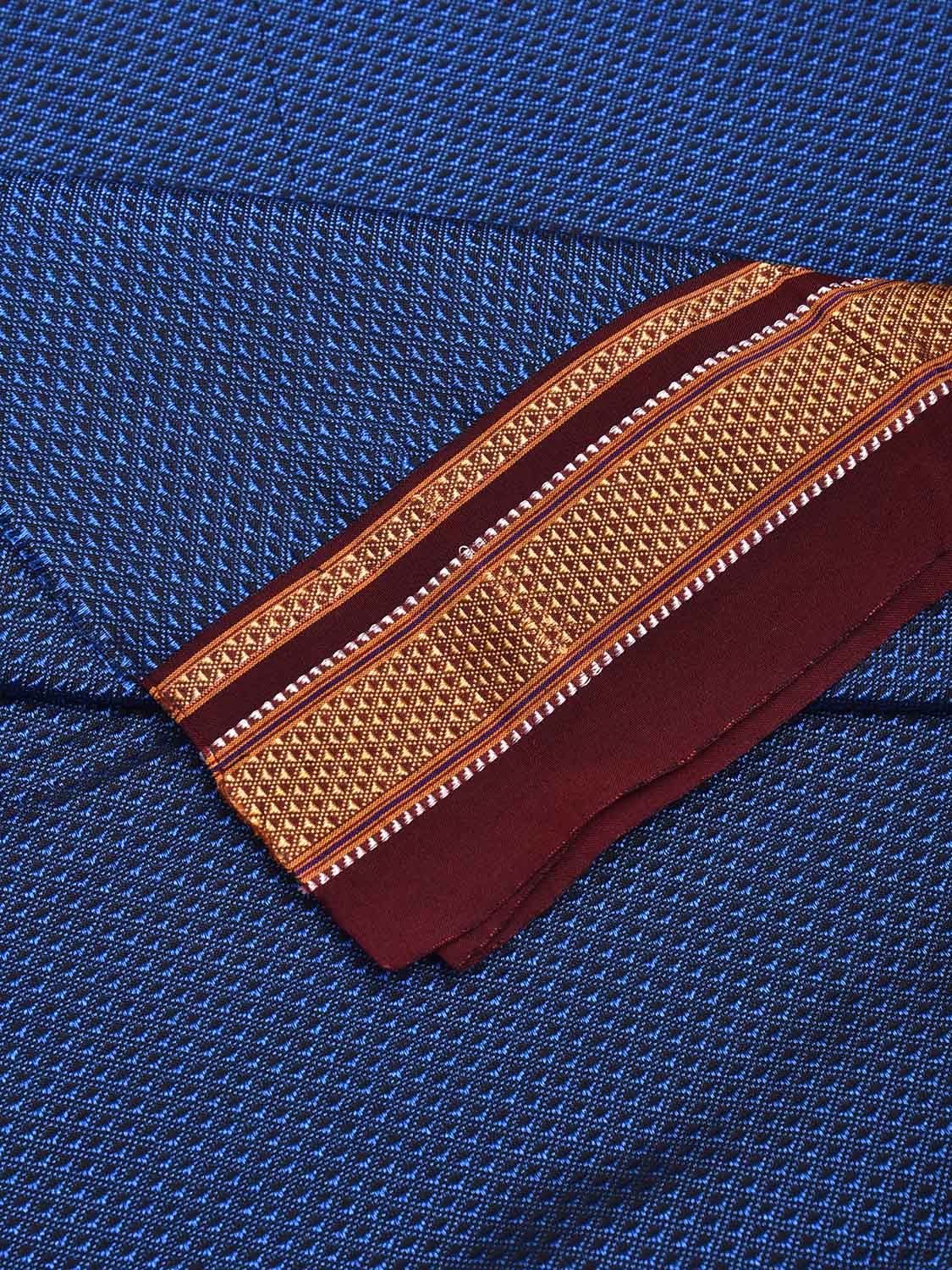 Blue and Maroon Jacquard Viscose Blouse with Border Design Length 1mt Width 31 Inches BL0113