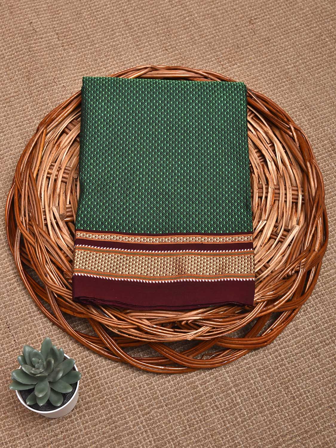 Green and Maroon Jacquard Viscose Blouse with Border Design Length 1mt Width 31 Inches BL0115