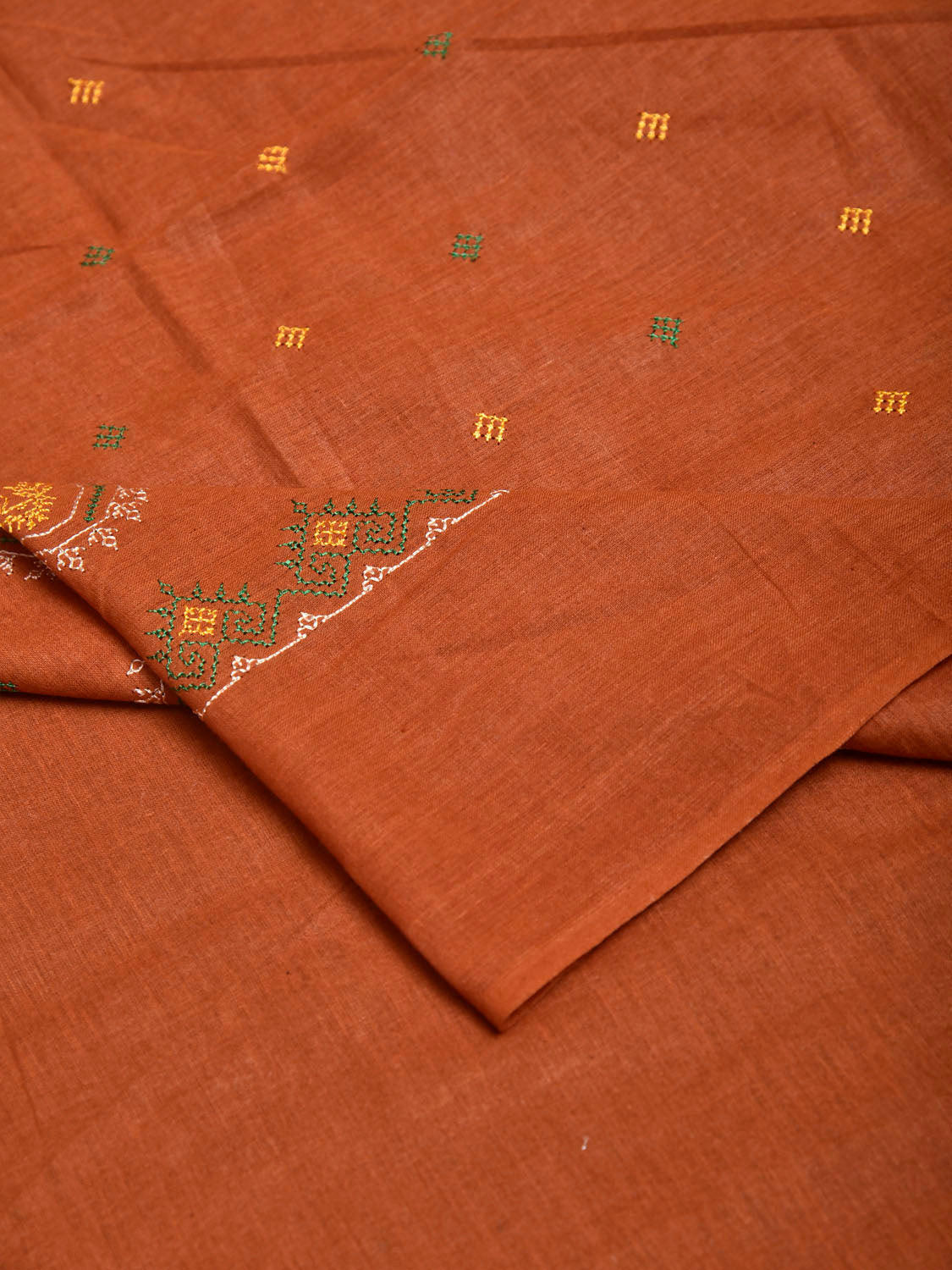 Fawn Kasuti Khadi Cotton Blouse with Peacock Design Length 1mt Width 44 Inches BL0156