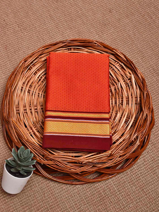 Orange and Maroon Jacquard Viscose Blouse with Contrast Border Design Length 1mt Width 31 Inches BL0175