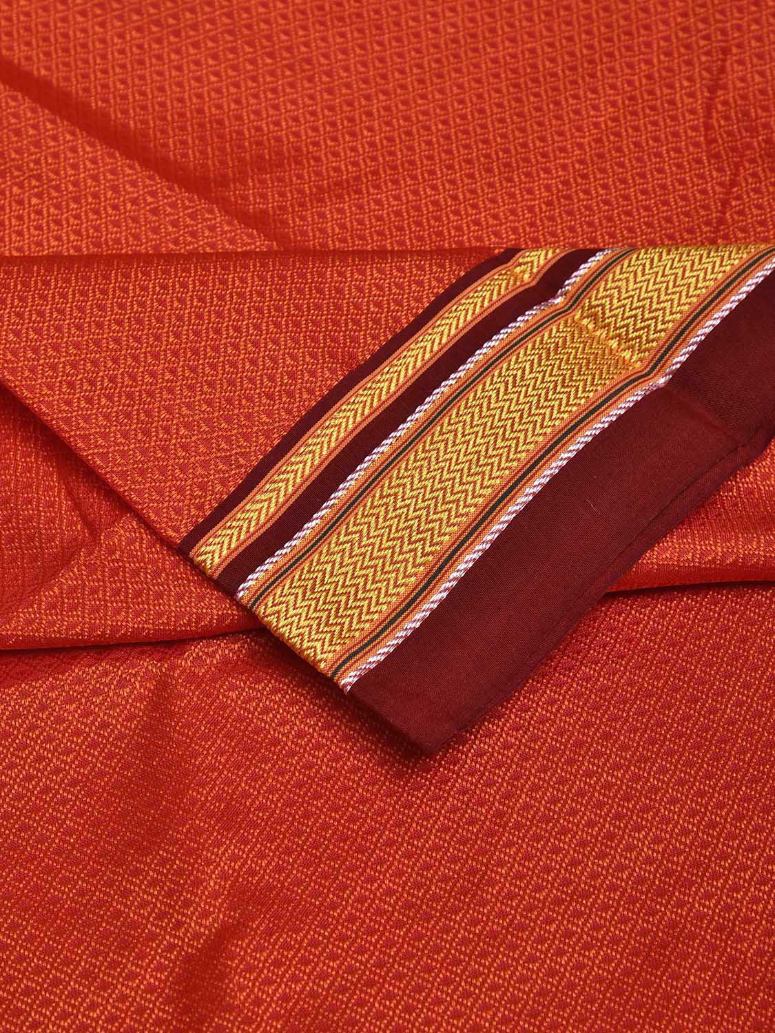 Orange and Maroon Jacquard Viscose Blouse with Contrast Border Design Length 1mt Width 31 Inches BL0175