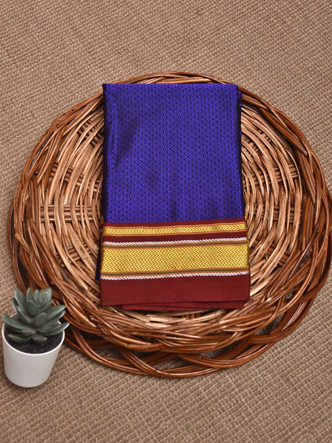 Indigo and Maroon Jacquard Viscose Blouse with Contrast Border Design Length 1mt Width 31 Inches BL0176