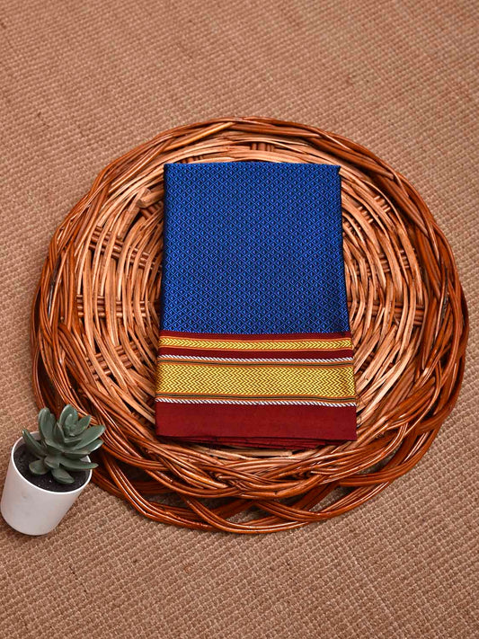 Blue and Maroon Jacquard Viscose Blouse with Contrast Border Design Length 1mt Width 31 Inches BL0178