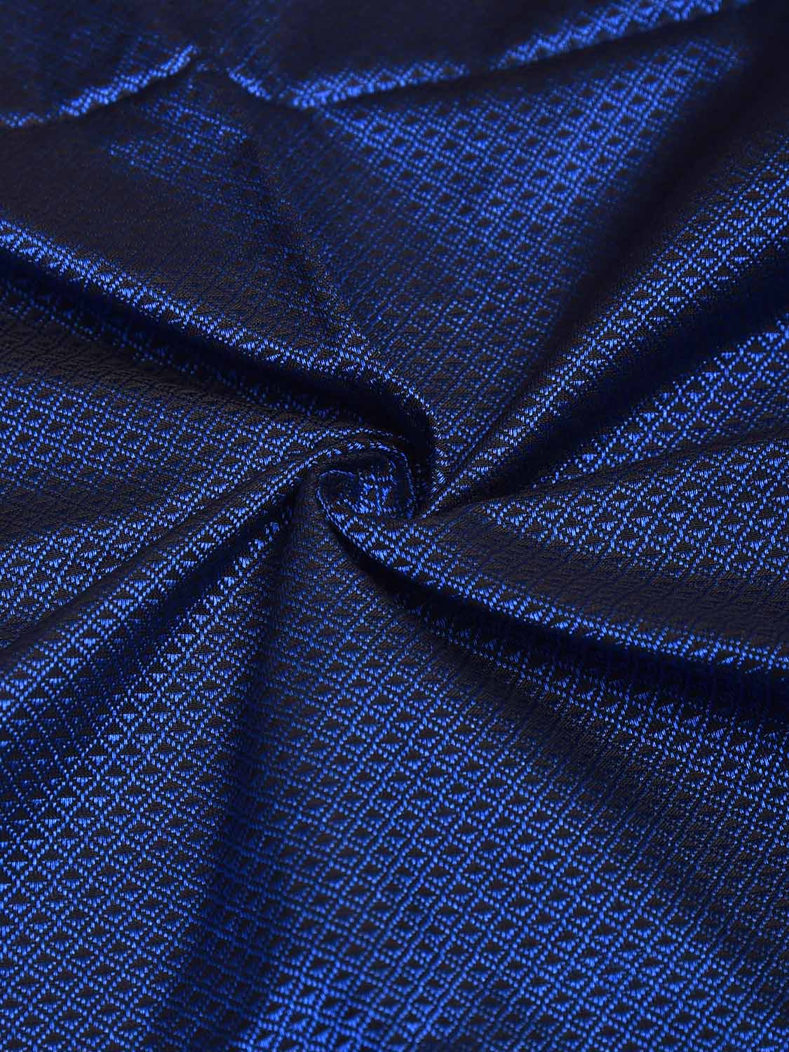 Blue and Maroon Jacquard Viscose Blouse with Contrast Border Design Length 1mt Width 31 Inches BL0178