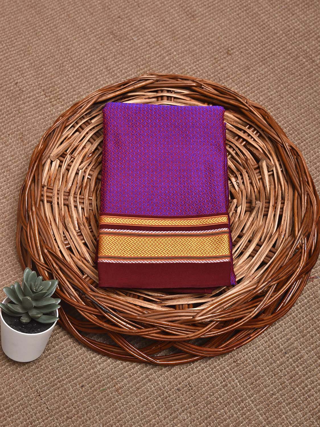 Purple and Maroon Jacquard Viscose Blouse with Contrast Border Design Length 1mt Width 31 Inches BL0179