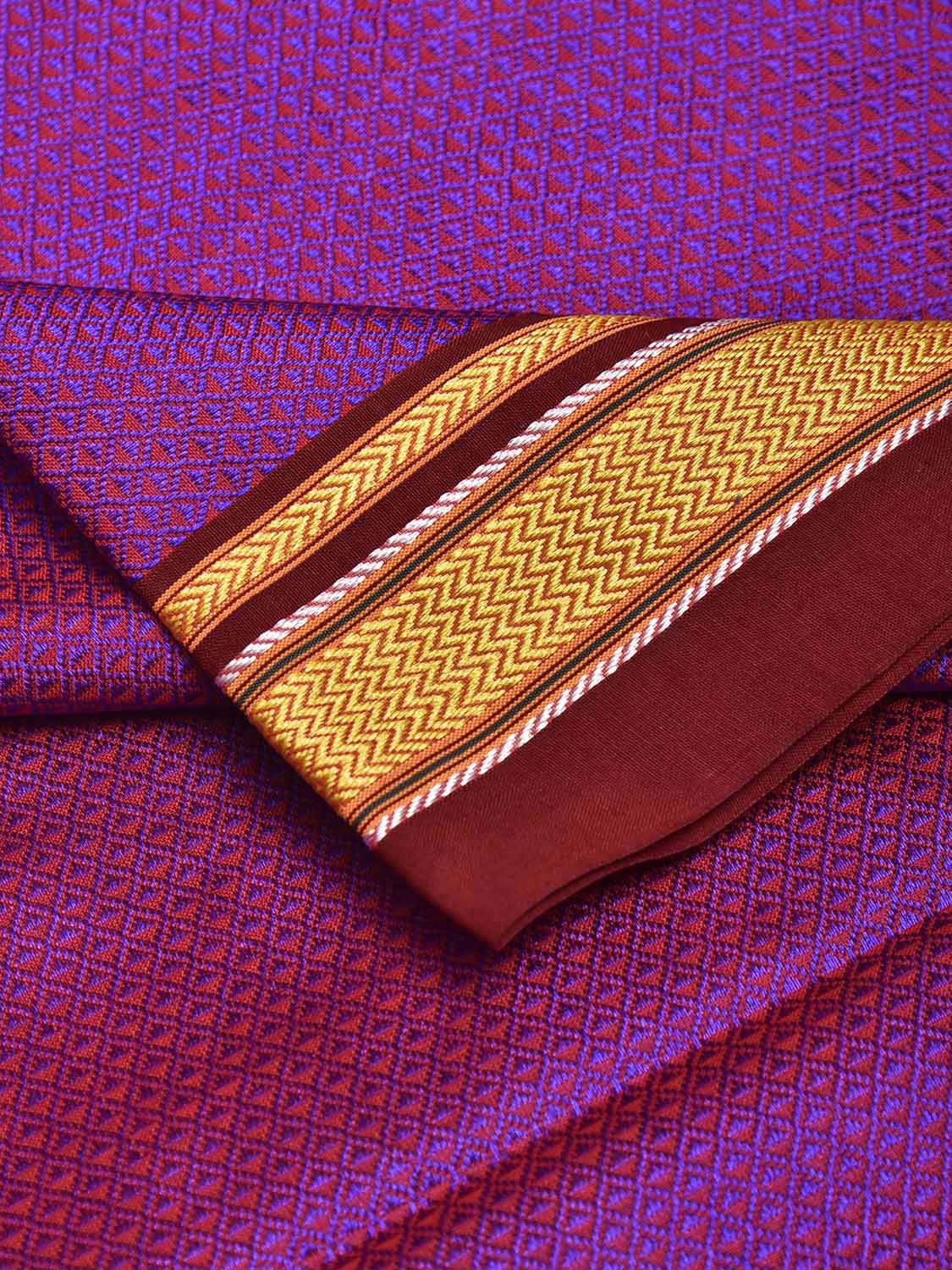 Purple and Maroon Jacquard Viscose Blouse with Contrast Border Design Length 1mt Width 31 Inches BL0179