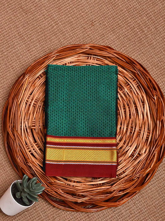 Teal and Maroon Jacquard Viscose Blouse with Contrast Border Design Length 1mt Width 31 Inches BL0180