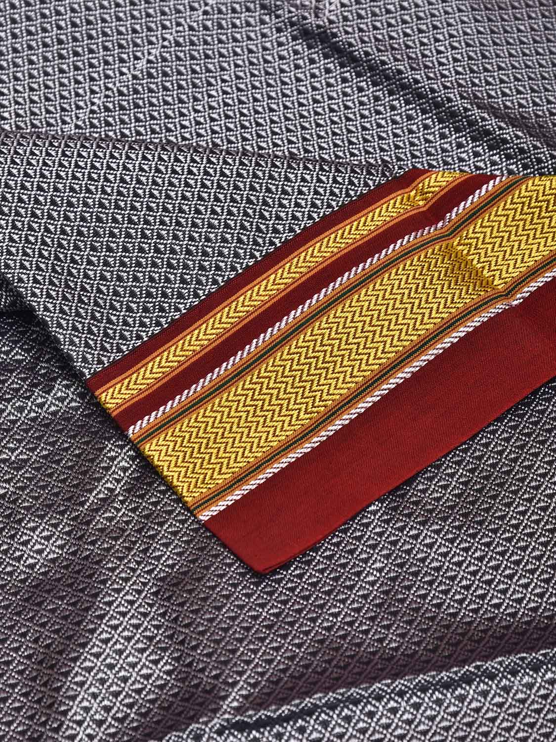 Grey and Maroon Jacquard Viscose Blouse with Contrast Border Design Length 1mt Width 31 Inches BL0181