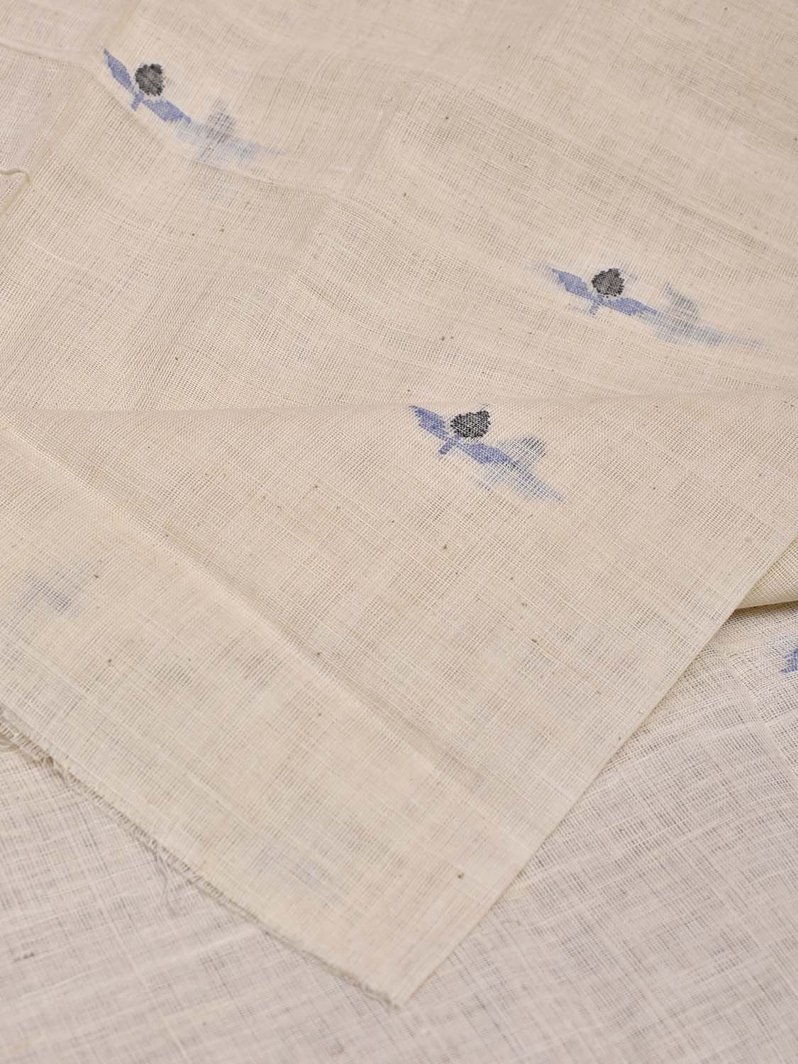 White Khadi Cotton Handloom Blouse with Jamdani Buta Design Length 1mt Width 44 Inches BL0183