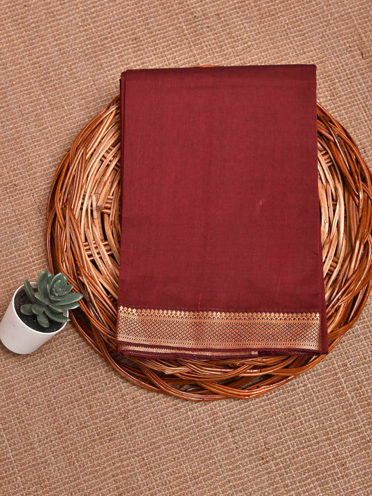 Maroon Mangalgiri Cotton Blouse with Zari Border Design Length 1mt Width 44 Inches BL0187