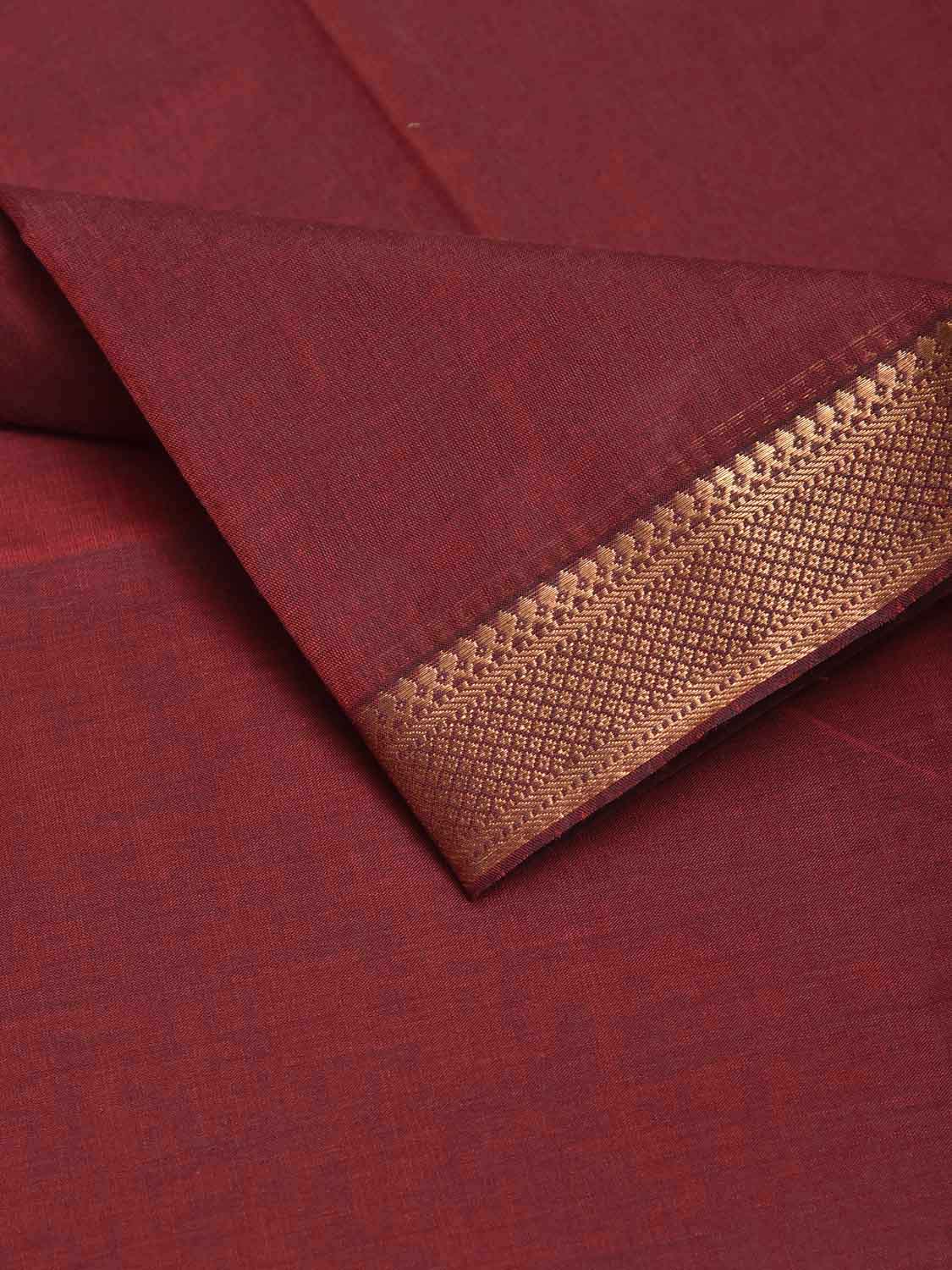 Maroon Mangalgiri Cotton Blouse with Zari Border Design Length 1mt Width 44 Inches BL0187