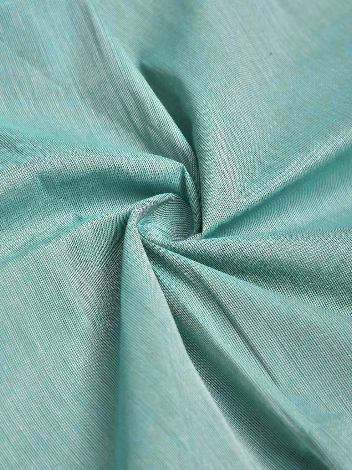 Turquoise Mangalgiri Cotton Blouse with Zari Border Design Length 1mt Width 44 Inches BL0189