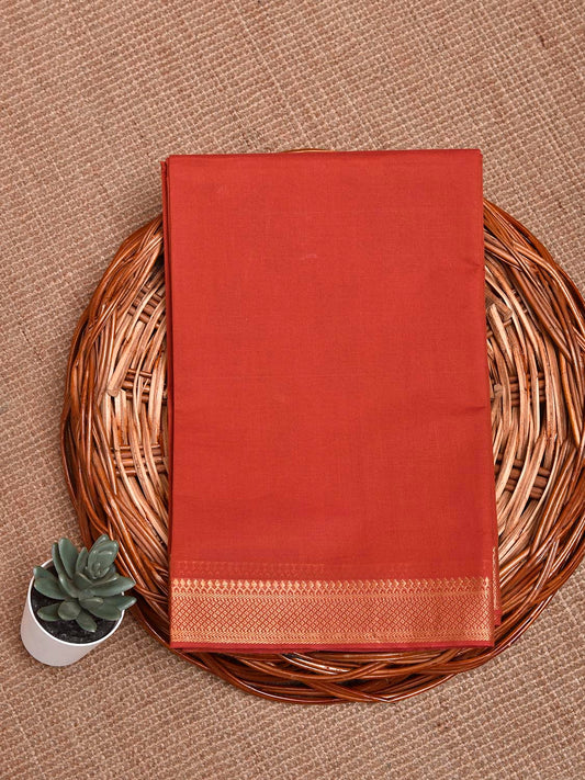 Orange Mangalgiri Cotton Blouse with Zari Border Design Length 1mt Width 44 Inches BL0190