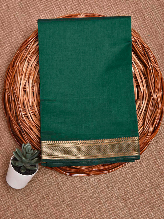 Green Mangalgiri Cotton Blouse with Zari Border Design Length 1mt Width 44 Inches BL0191