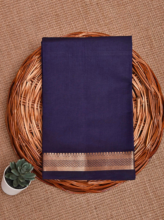 Navy Mangalgiri Cotton Blouse with Zari Border Design Length 1mt Width 44 Inches BL0193