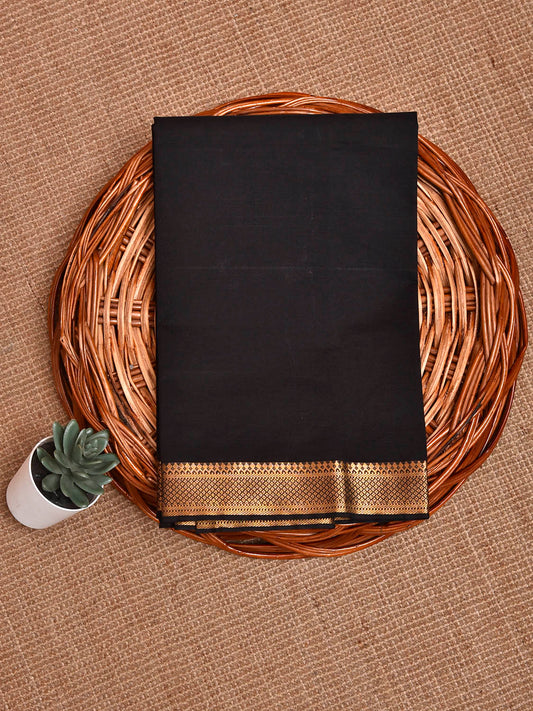 Black Mangalgiri Cotton Blouse with Zari Border Design Length 1mt Width 44 Inches BL0195