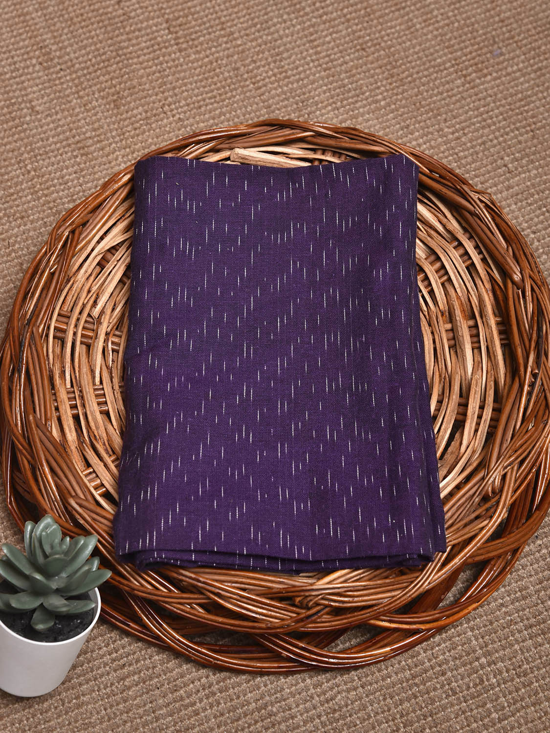 Indigo Pochampally Ikat Cotton Blouse with Strips Design Length 1mt Width 44 Inches BL0197