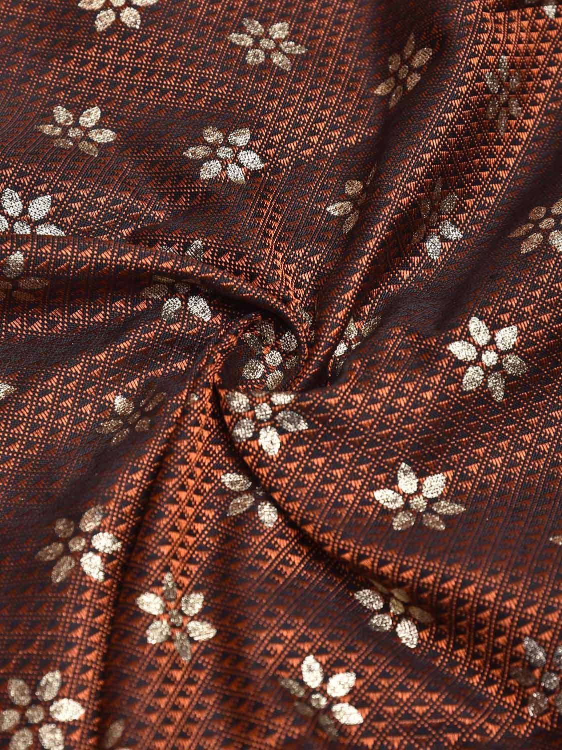 Orange and Dark Red Jacquard Viscose Blouse with Floral Print Design Length 1mt Width 31 Inches BL0201