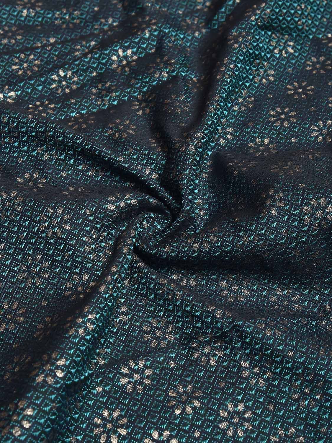 Teal and Dark Red Jacquard Viscose Blouse with Floral Print Design Length 1mt Width 31 Inches BL0207