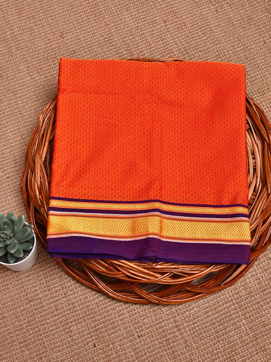 Orange and Purple Jacquard Viscose Blouse with Contrast Border Design Length 1mt Width 31 Inches BL0208
