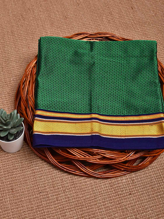 Green and Dark Blue Jacquard Viscose Blouse with Contrast Border Design Length 1mt Width 31 Inches BL0209