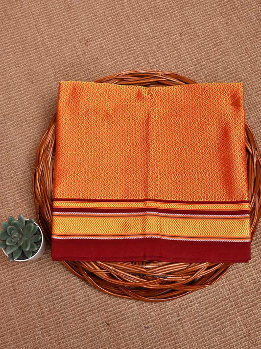 Orange and Maroon Jacquard Viscose Blouse with Contrast Border Design Length 1mt Width 31 Inches BL0210