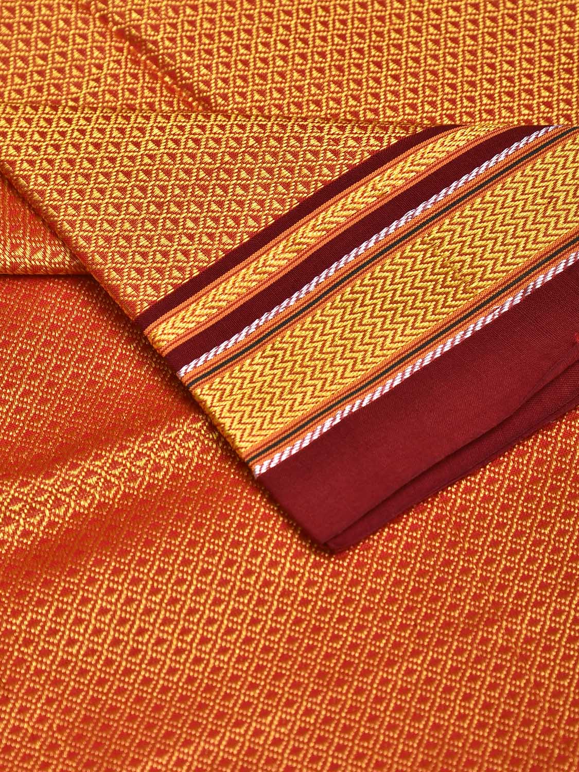 Orange and Maroon Jacquard Viscose Blouse with Contrast Border Design Length 1mt Width 31 Inches BL0210