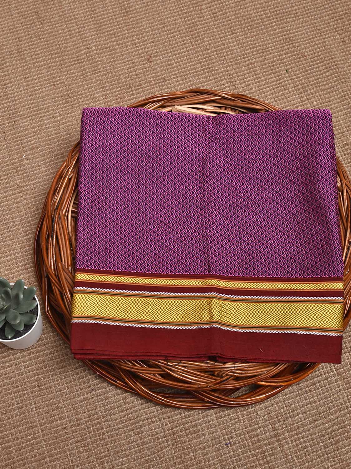 Pink and Maroon Jacquard Viscose Blouse with Contrast Border Design Length 1mt Width 31 Inches BL0212