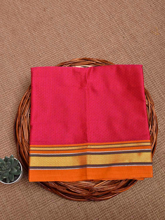 Pink and Orange Jacquard Viscose Blouse with Contrast Border Design Length 1mt Width 31 Inches BL0213