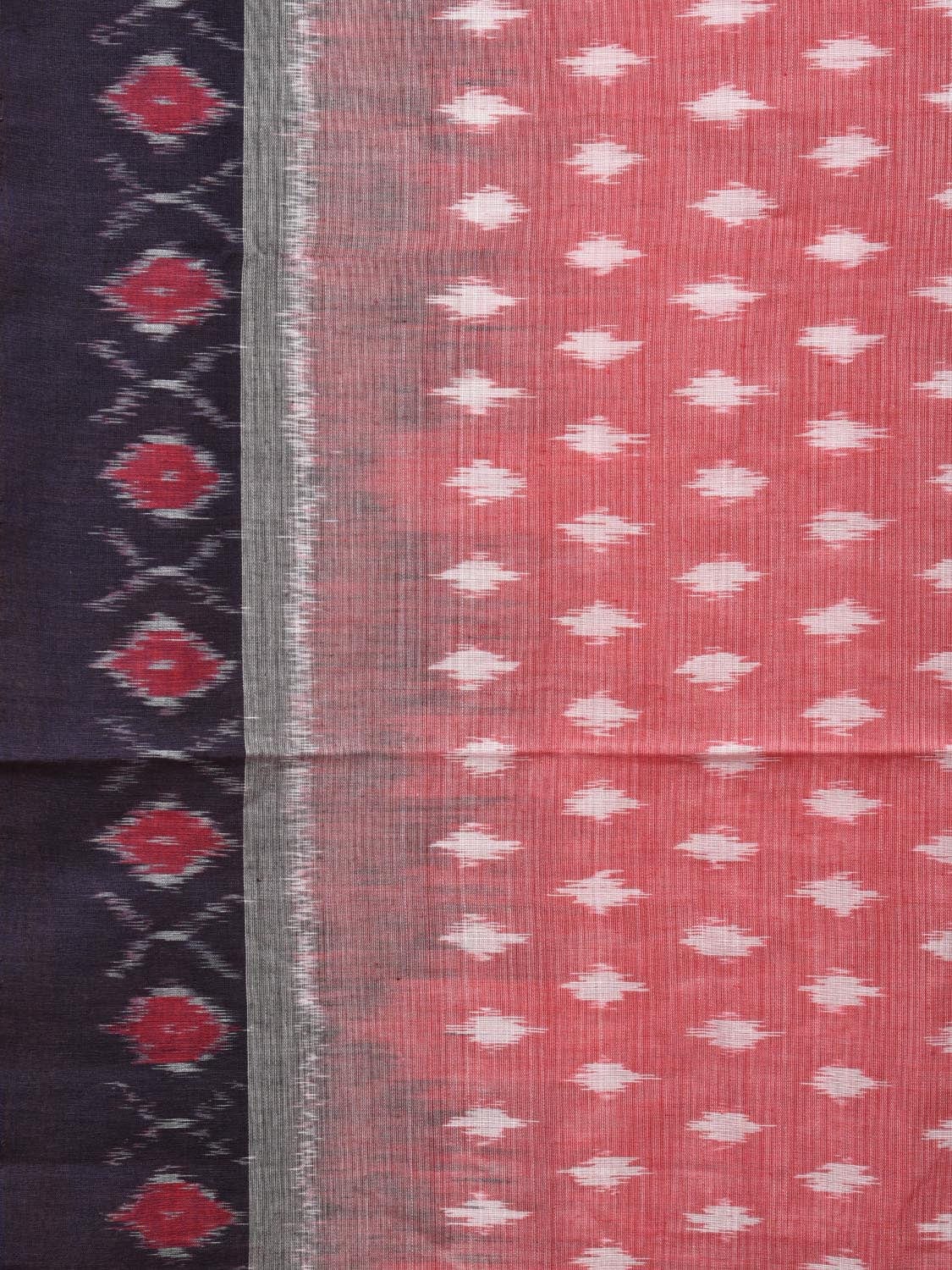 Black and Baby Pink Pochampally Ikat Cotton Handloom Saree with One Side Border Design No Blouse i0834