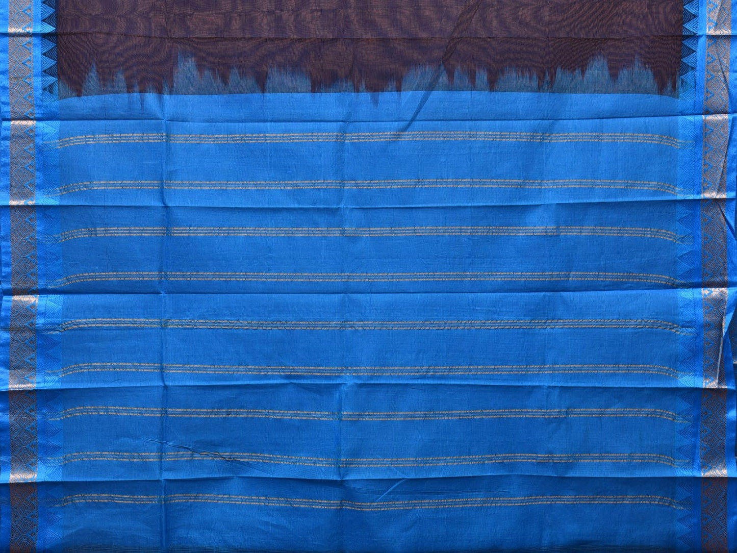 Black and Blue Gadwal Cotton Plain Saree with Small Border Design No Blouse g0345