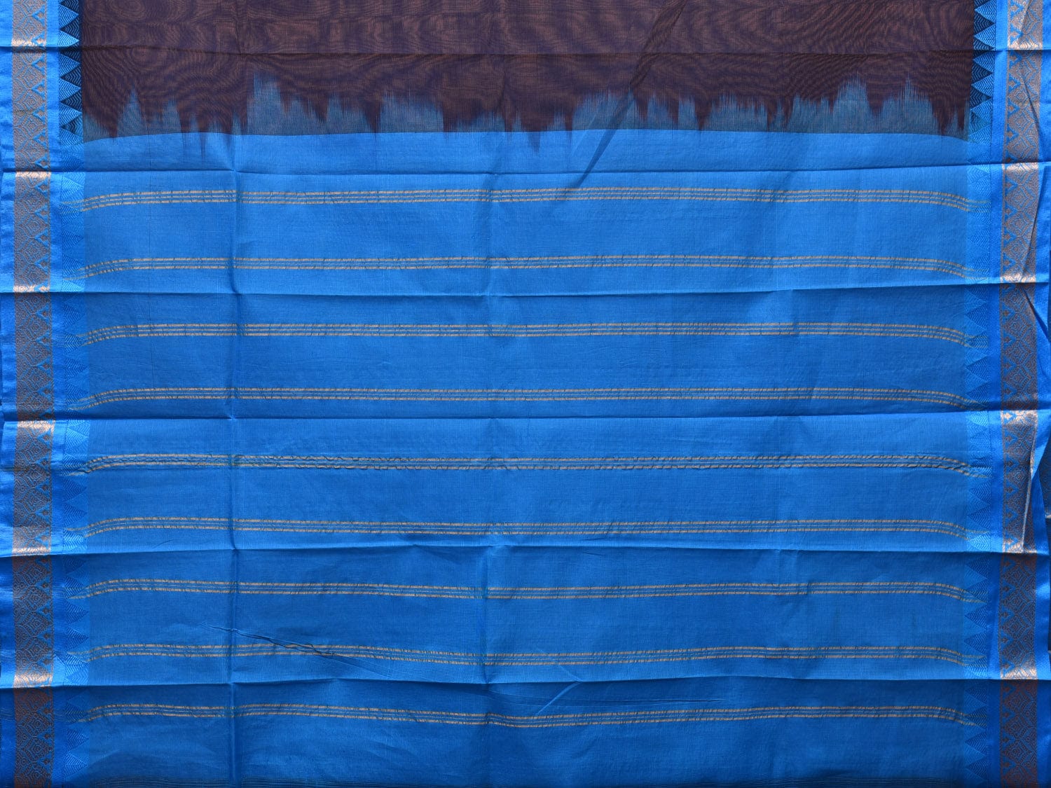 Black and Blue Gadwal Cotton Plain Saree with Small Border Design No Blouse g0345